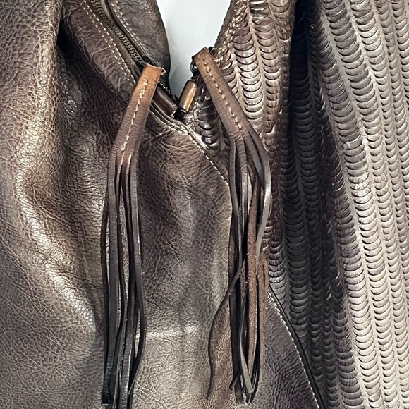 Johnny Was  RARE Taupe Slouchy Leather Bag - Picture 8 of 15